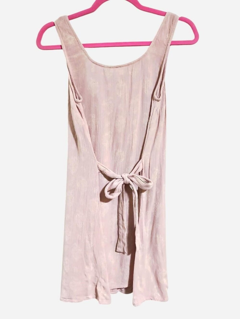 True Craft pink dusty rose and white faux button up tie back light flowy dress S - Picture 2 of 3